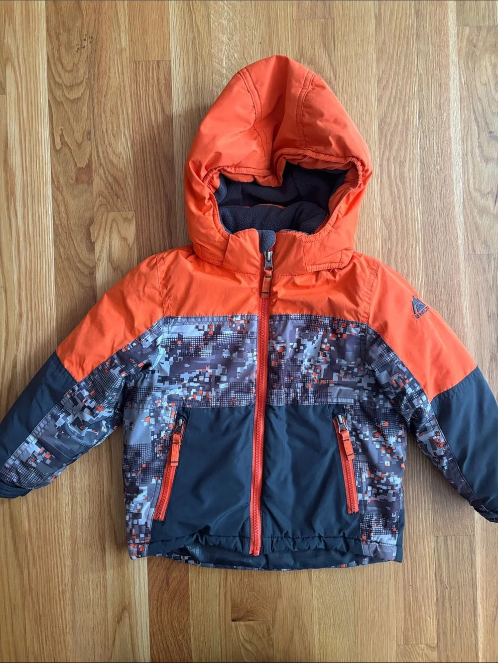 4T Snozu Orange and Gray Puffer Snow Jacket
